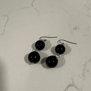 Chic Black Beaded Drop Earrings